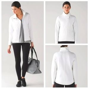 Lululemon Fleece Be True Quilted Jacket Asymmetrical Zip Womens Size 6 In White